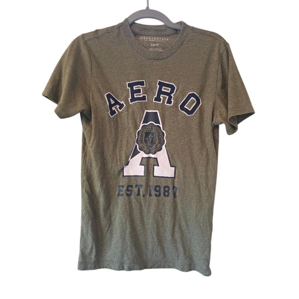 Aeropostale Aero Logo Tee XS Green Collegiate Graphic Shirt